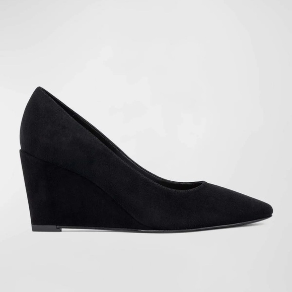 Aquatalia Posie Black Suede Wedge Pumps Size 7